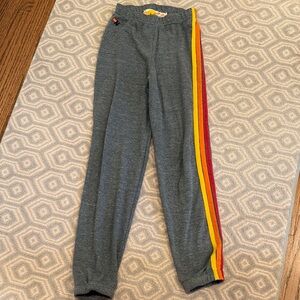 Aviator Nation Kids Charcoal Joggers with Red and Gold Stripes